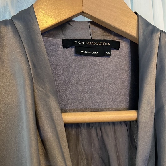 BCBGMaxAzria Elegant Silk Blouse in Pewter Gray - Picture 2 of 11
